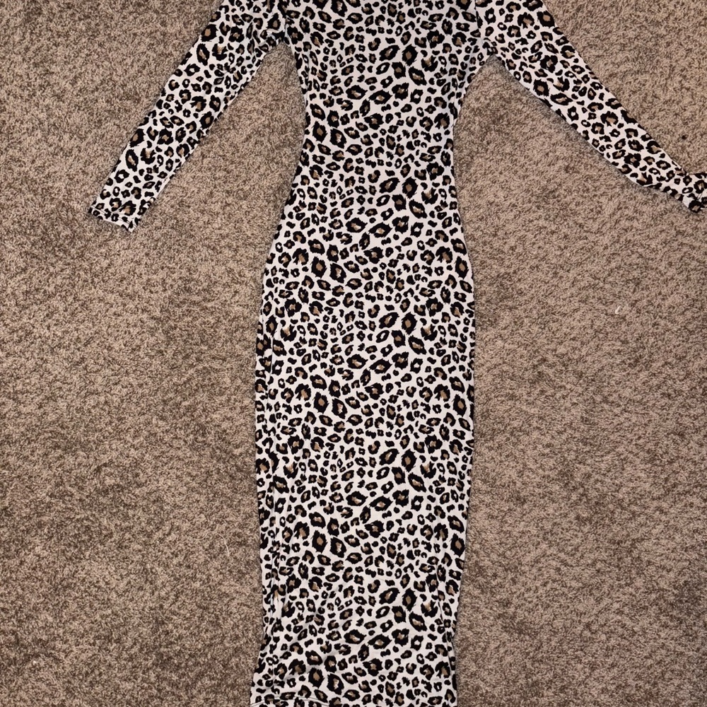 Leopard Print Long Sleeve Dress